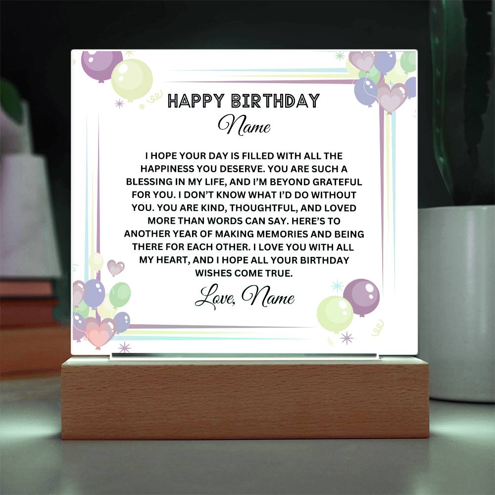 Acrylic Square Plaque-Personalized Sister Birthday