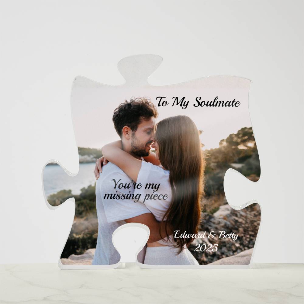 Personalized picture and names-Couple Acrylic Puzzle Plaque (1)