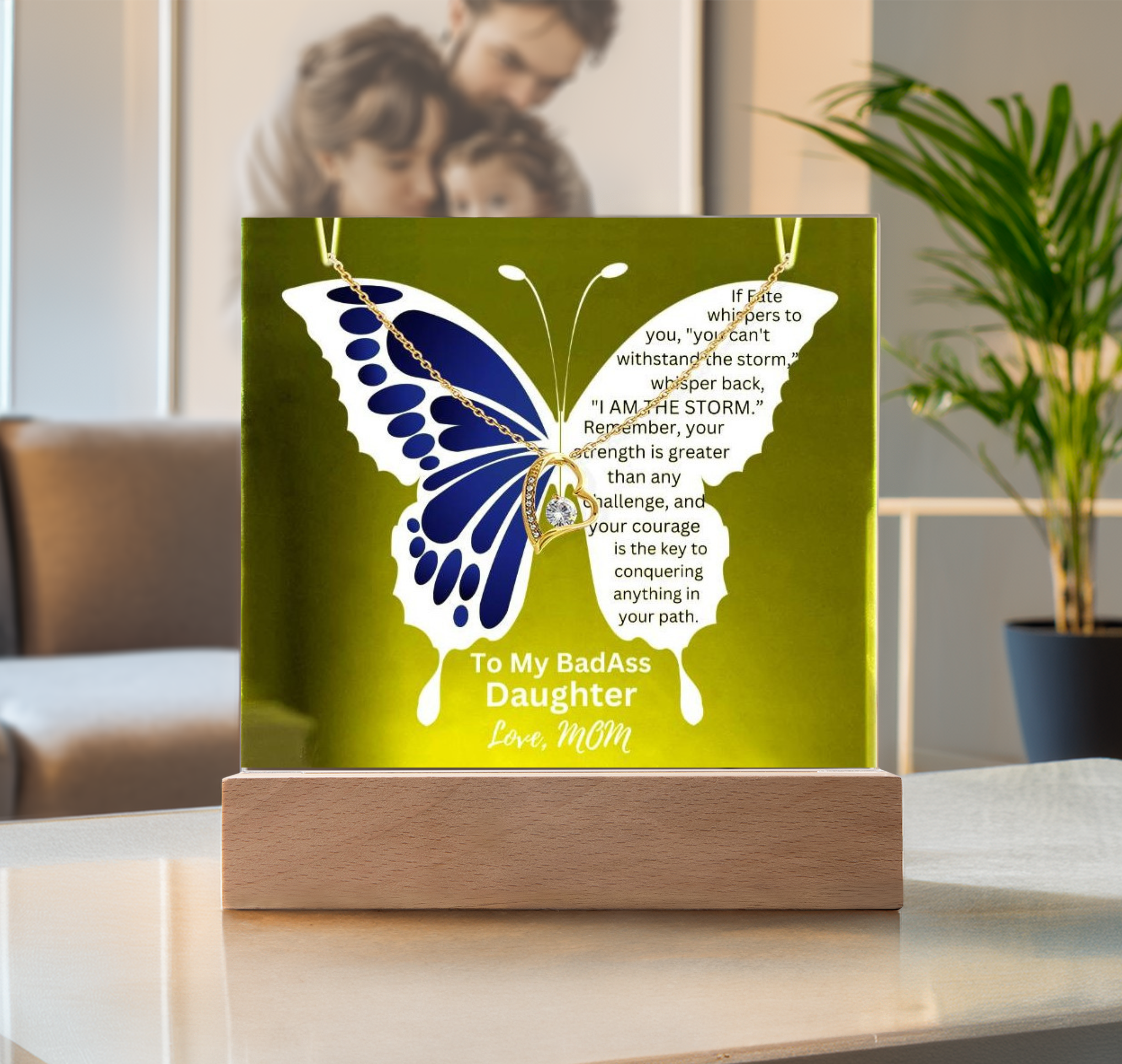 To My Daughter-I Squeezed This Necklace-A 7 LED Light Acrylic Bundle,featuring a Square Acrylic and the beautiful Forever Love Necklace 256 - Essential Home Zone Essential Home Zone Jewelry To My Daughter-I Squeezed This Necklace-A 7 LED Light Acrylic Bundle,featuring a Square Acrylic and the beautiful Forever Love Necklace 256