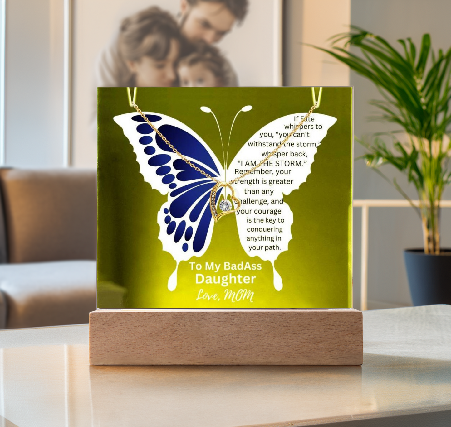 To My Daughter-I Squeezed This Necklace-A 7 LED Light Acrylic Bundle,featuring a Square Acrylic and the beautiful Forever Love Necklace 256 - Essential Home Zone Essential Home Zone Jewelry To My Daughter-I Squeezed This Necklace-A 7 LED Light Acrylic Bundle,featuring a Square Acrylic and the beautiful Forever Love Necklace 256