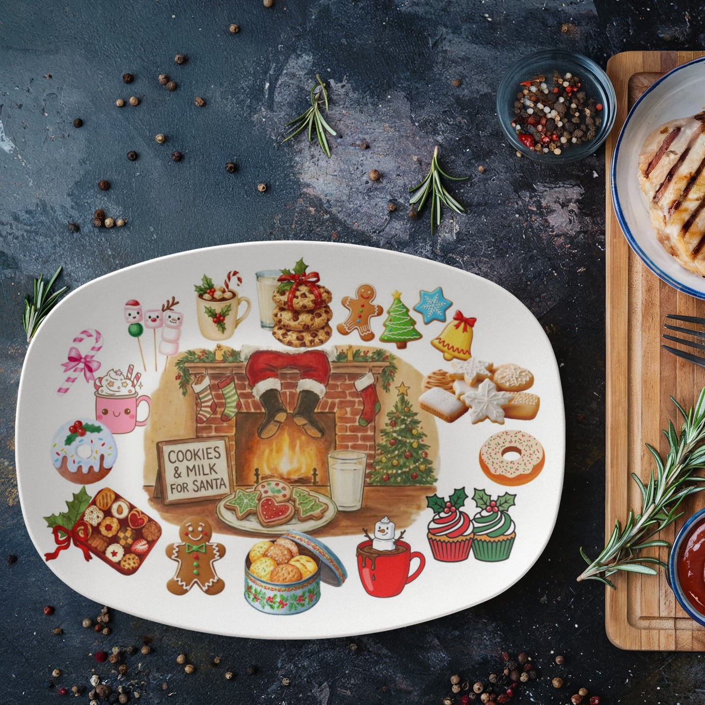 10”x14” Platter-Cookies for Santa Holiday
