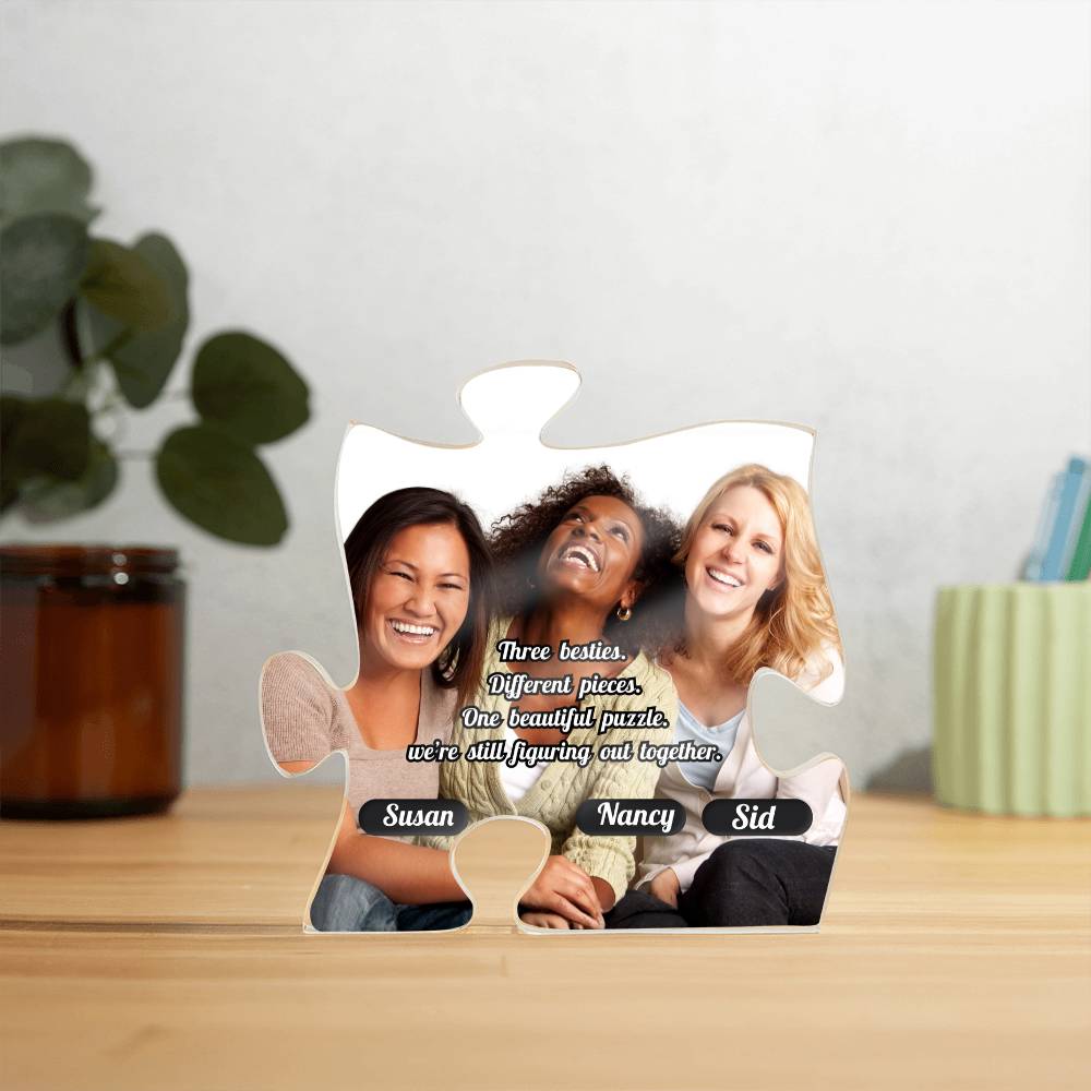Besties Acrylic Puzzle Plaque-Personalized picture and names