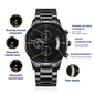 Don't Give Up-Engraved Design Black Chronograph Watch 3