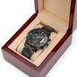 Don't Give Up-Engraved Design Black Chronograph Watch 3