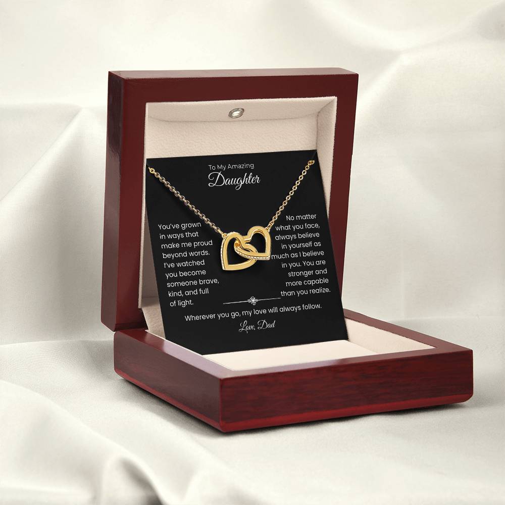 Daughter – Interlocking Heart Necklace – Personalized From Title Gift (128)