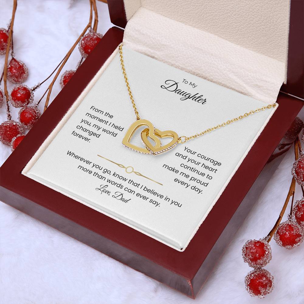 Daughter Gift β Interlocking Heart Necklace β Add Personalized From Title (130)
