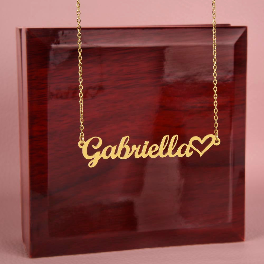 Personalized Heart Name Necklace - Essential Home Zone Essential Home Zone 18k Yellow Gold Finish / Luxury Box Jewelry Personalized Heart Name Necklace