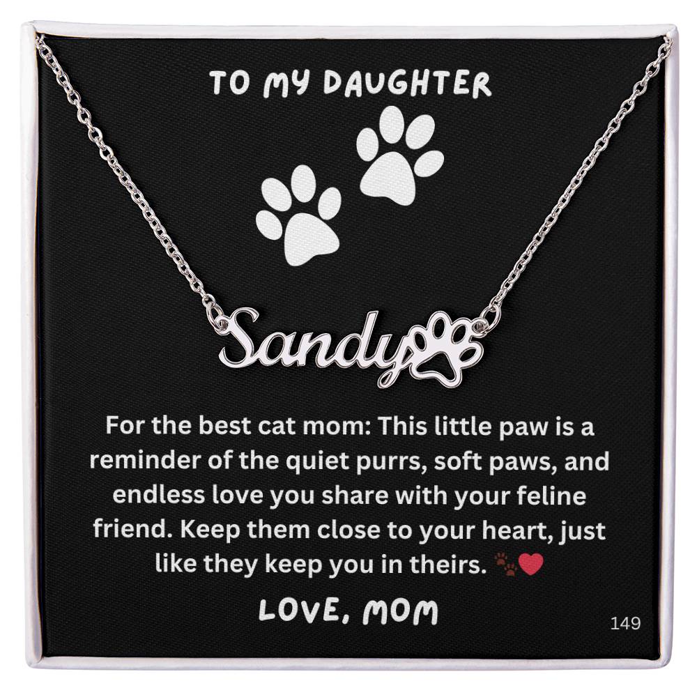 Daughter-Personalized Paw Print Name Necklace. 149