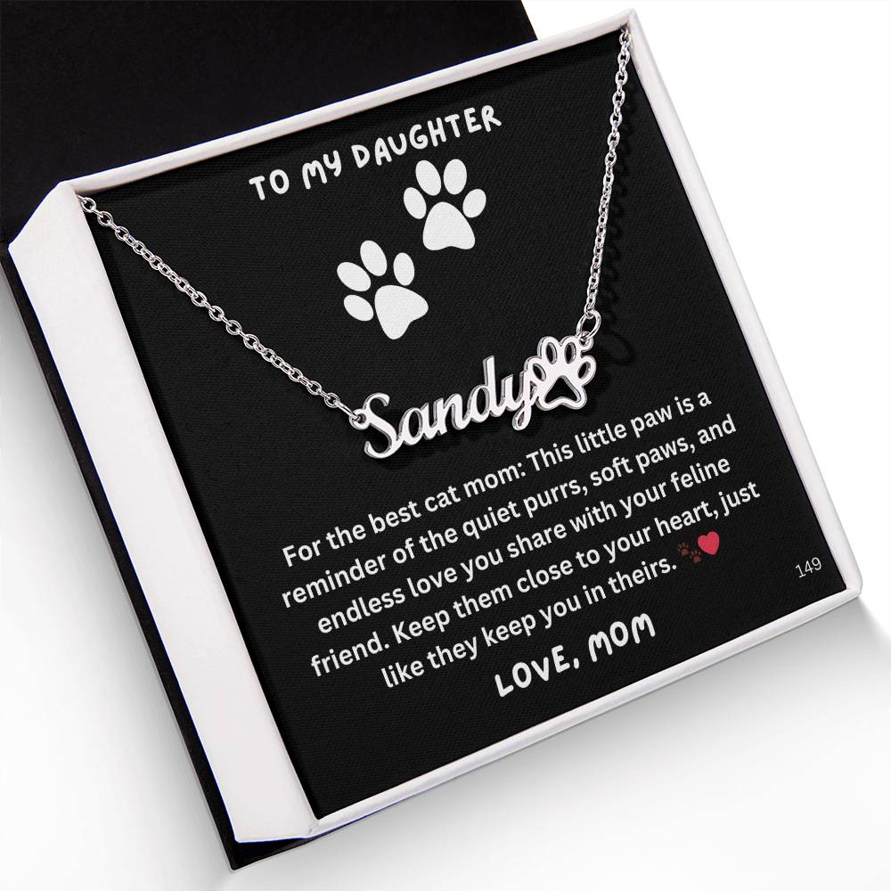 Daughter-Personalized Paw Print Name Necklace. 149