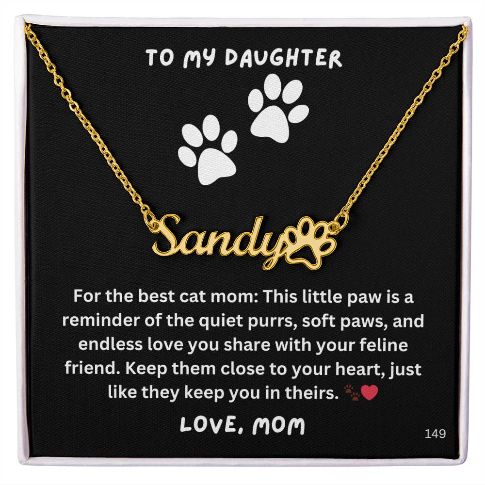Daughter-Personalized Paw Print Name Necklace. 149