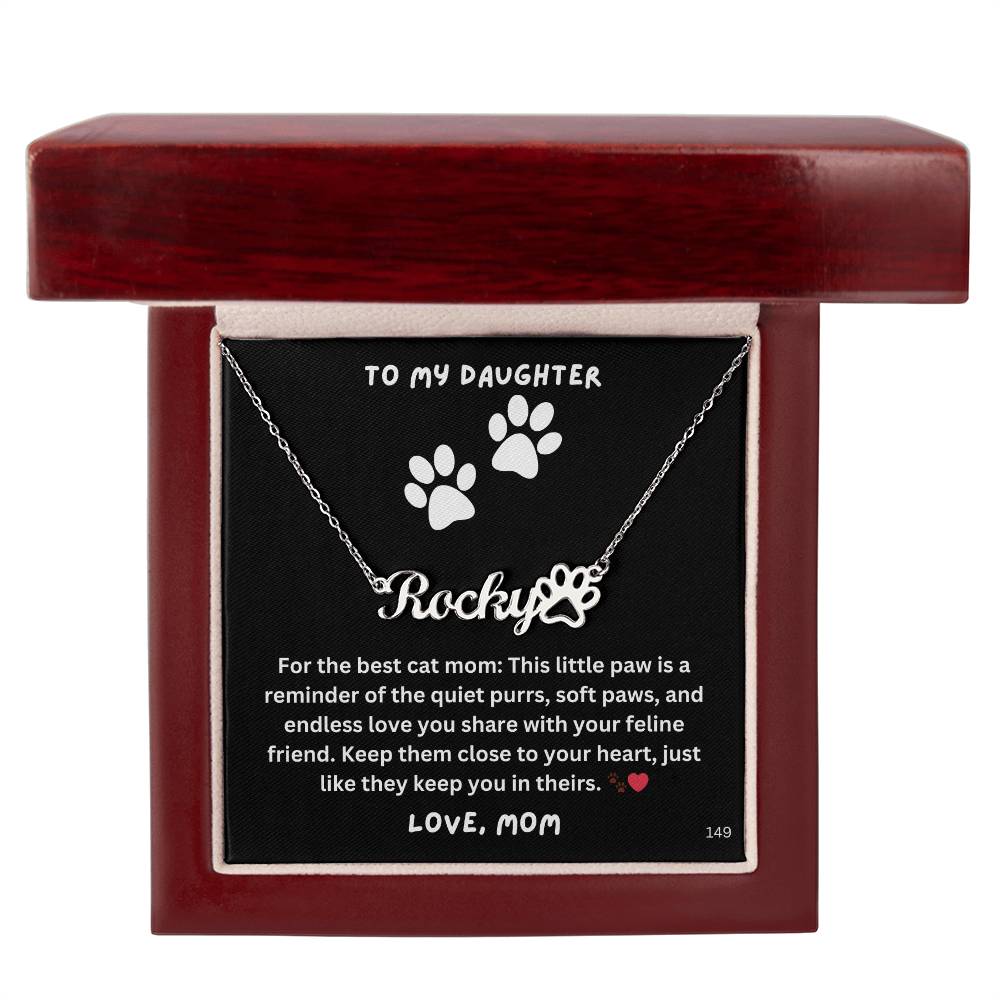 Daughter-Personalized Paw Print Name Necklace. 149