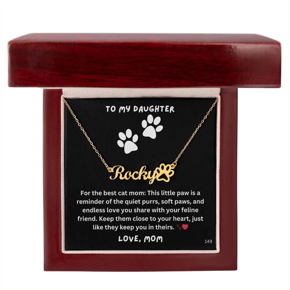 Daughter-Personalized Paw Print Name Necklace. 149