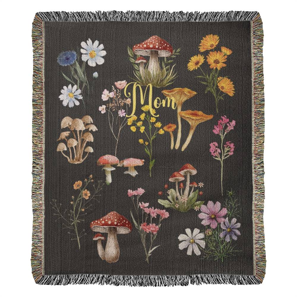 Wild Mushrooms and Flowers-Keepsake Heirloom Woven Blanket 23