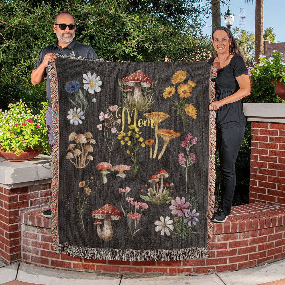 Wild Mushrooms and Flowers-Keepsake Heirloom Woven Blanket 23