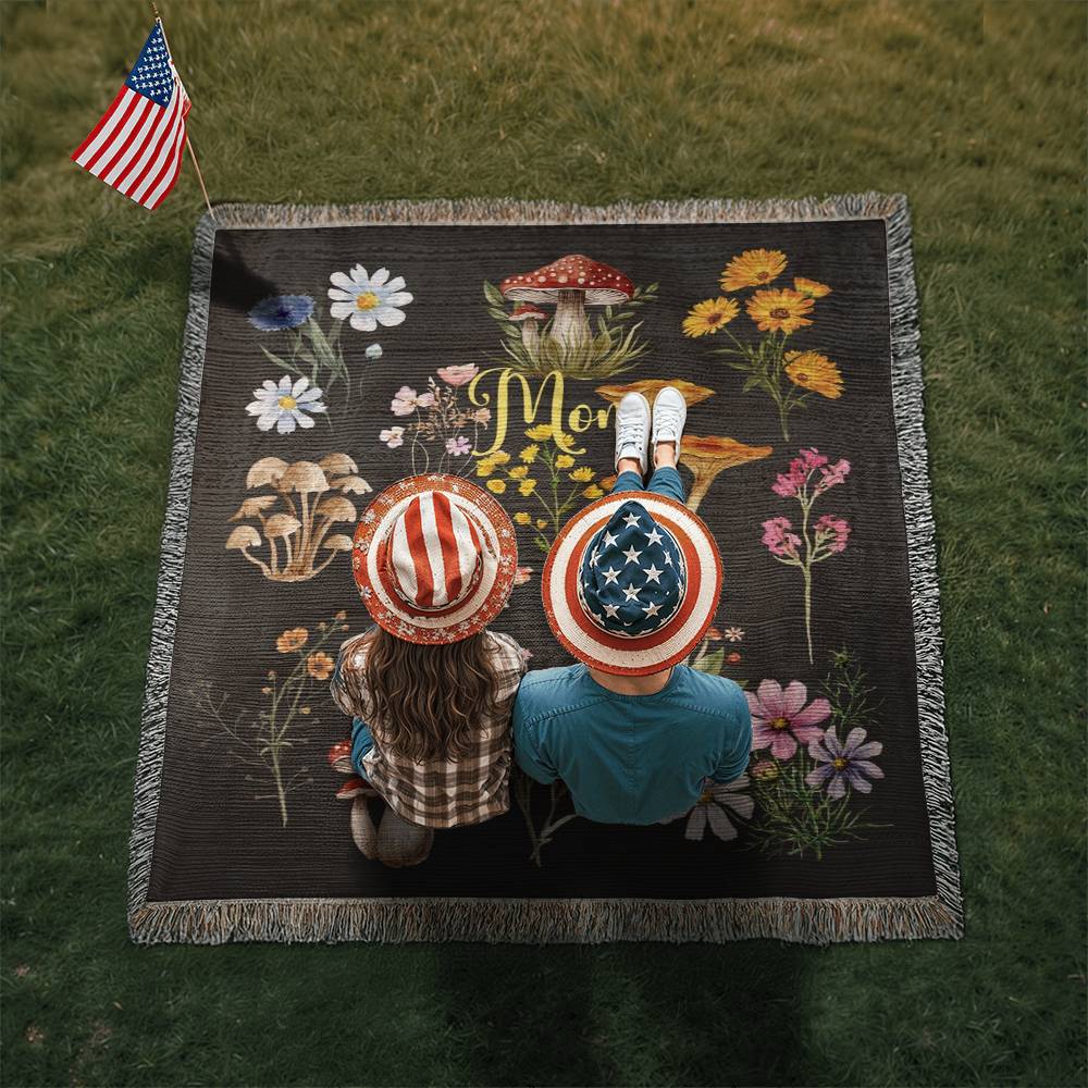 Wild Mushrooms and Flowers-Keepsake Heirloom Woven Blanket 23