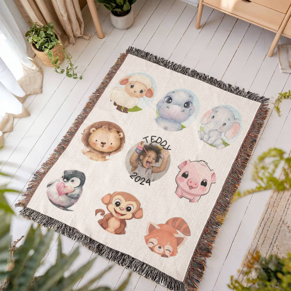 Baby Animals-Keepsake Heirloom Woven Blanket 17