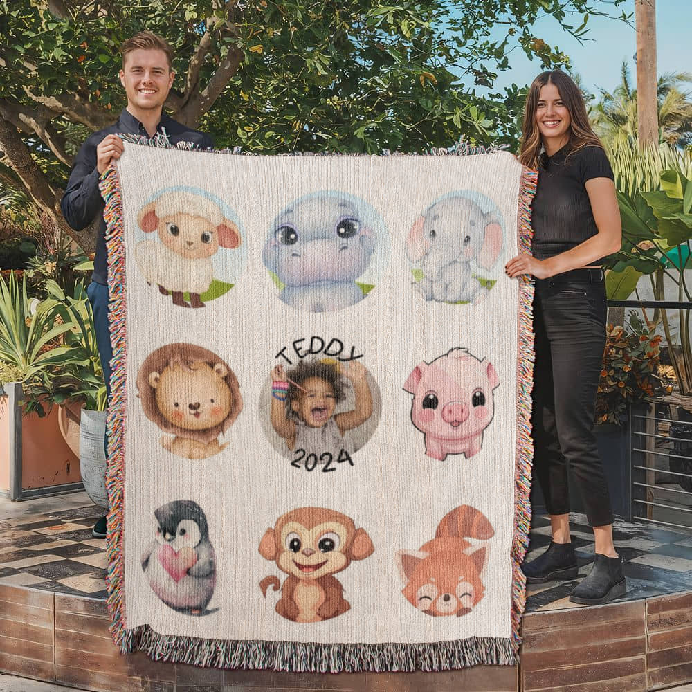 Baby Animals-Keepsake Heirloom Woven Blanket 17