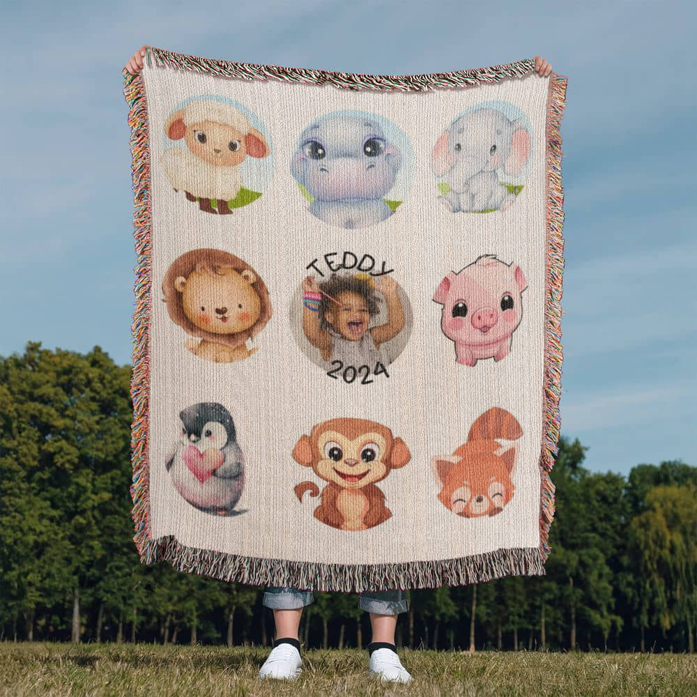 Baby Animals-Keepsake Heirloom Woven Blanket 17
