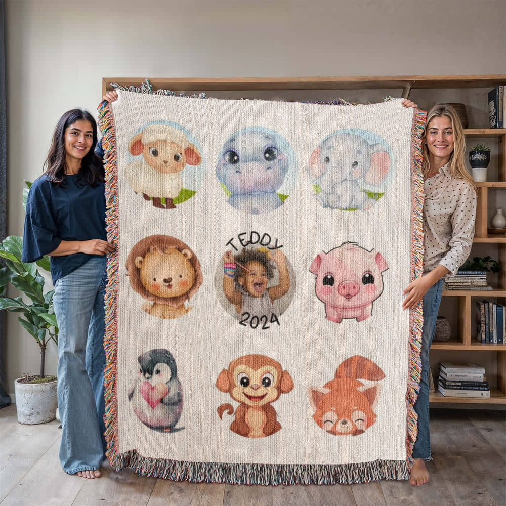 Baby Animals-Keepsake Heirloom Woven Blanket 17