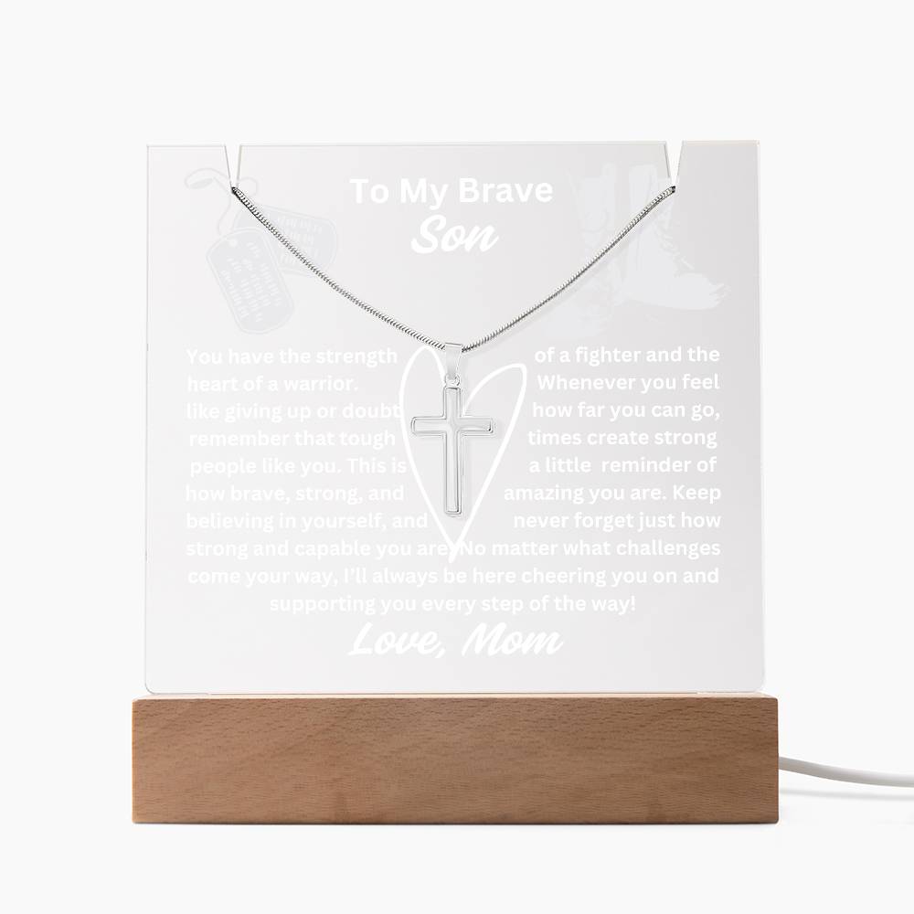 To My Son-Personalized  Keepsake  Acrylic and Cross Necklace 17