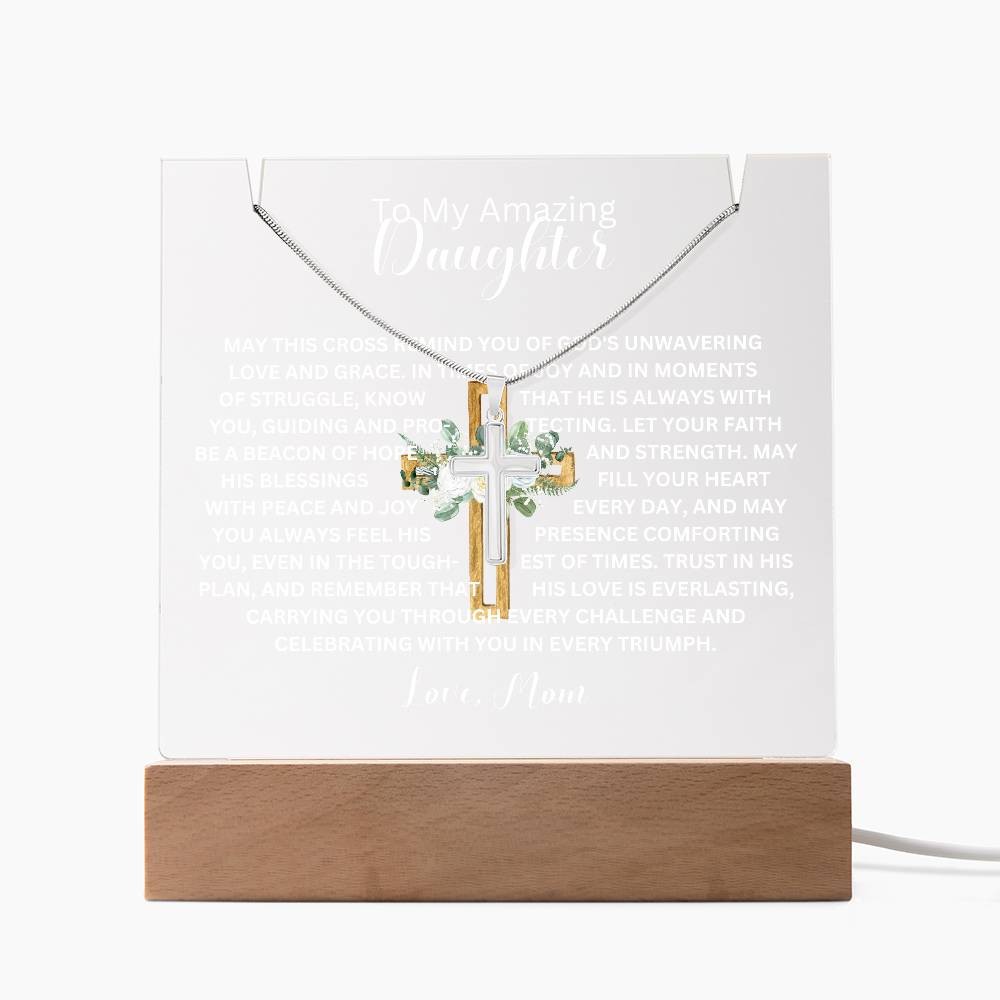 To My Daughter or Son-Personalized Keepsake Acrylic and Cross Necklace 198
