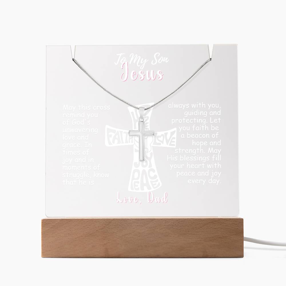 To My Son-Personalized  Keepsake  Acrylic and Cross Necklace 214