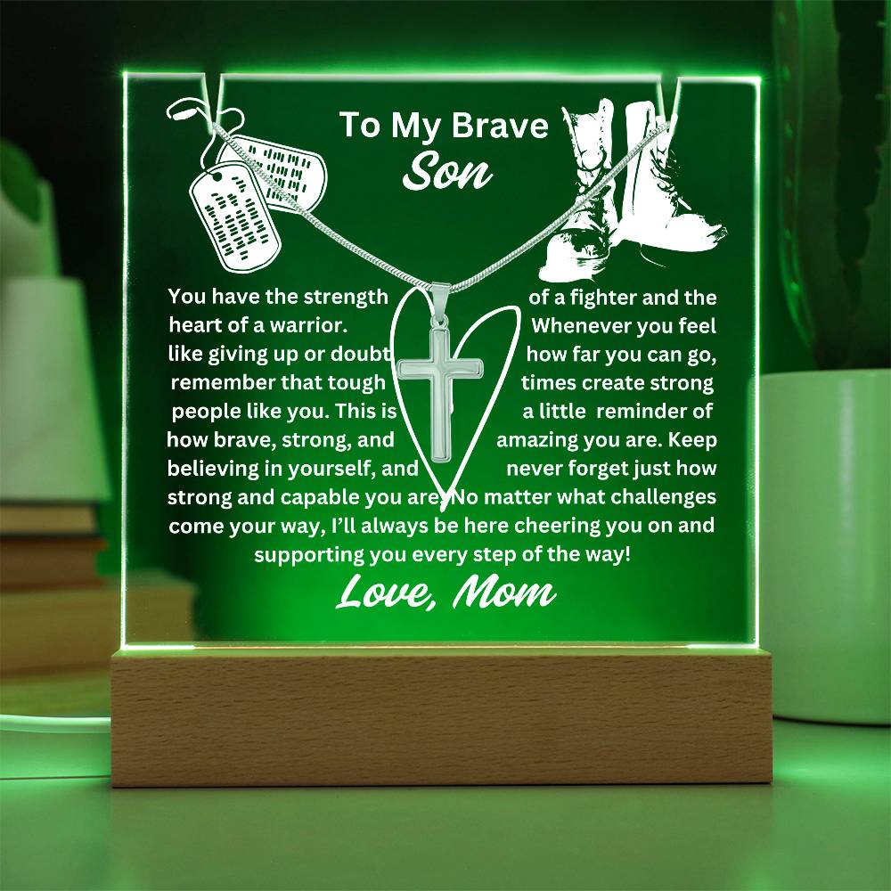 To My Son-Personalized  Keepsake  Acrylic and Cross Necklace 17