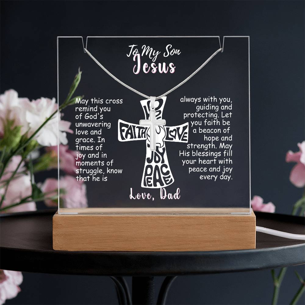 To My Son-Personalized  Keepsake  Acrylic and Cross Necklace 214