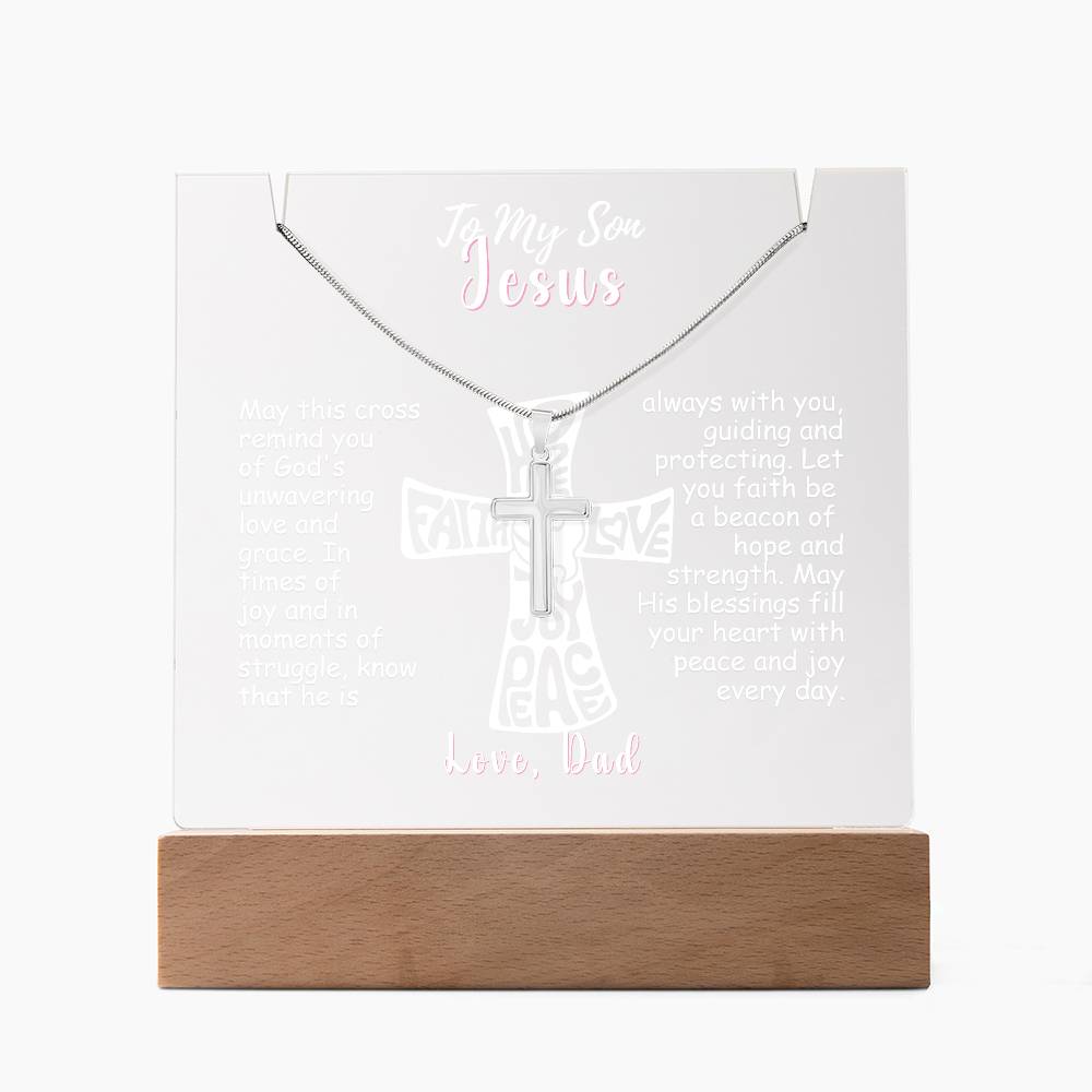 To My Son-Personalized  Keepsake  Acrylic and Cross Necklace 214