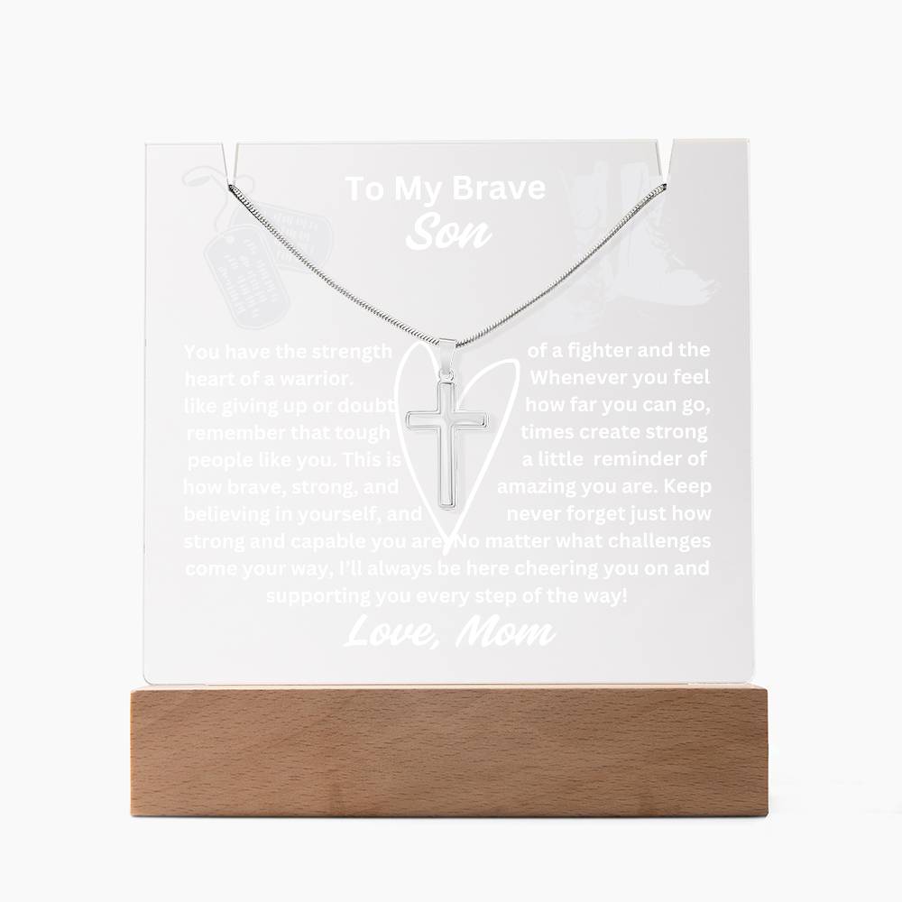 To My Son-Personalized  Keepsake  Acrylic and Cross Necklace 17