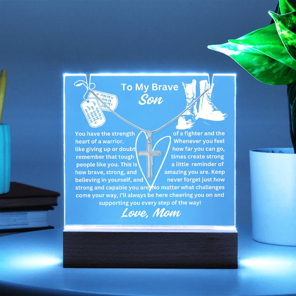 To My Son-Personalized  Keepsake  Acrylic and Cross Necklace 17