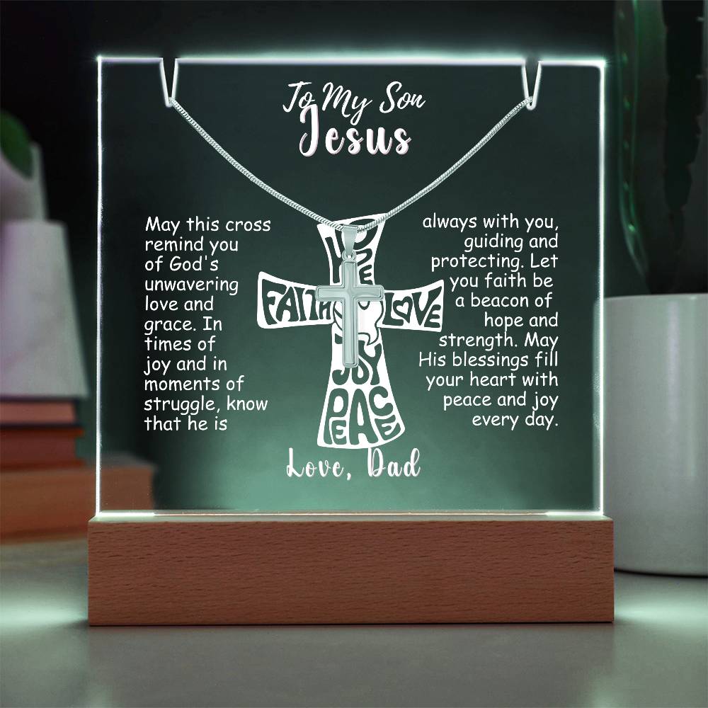 To My Son-Personalized  Keepsake  Acrylic and Cross Necklace 214