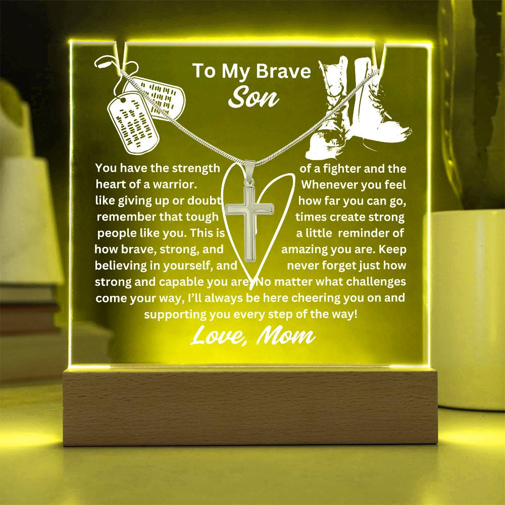 To My Son-Personalized  Keepsake  Acrylic and Cross Necklace 17