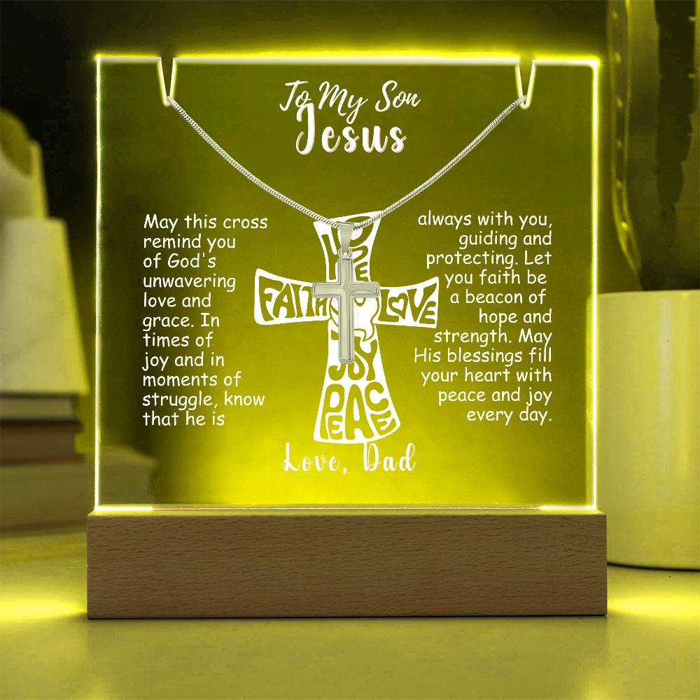 To My Son-Personalized  Keepsake  Acrylic and Cross Necklace 214