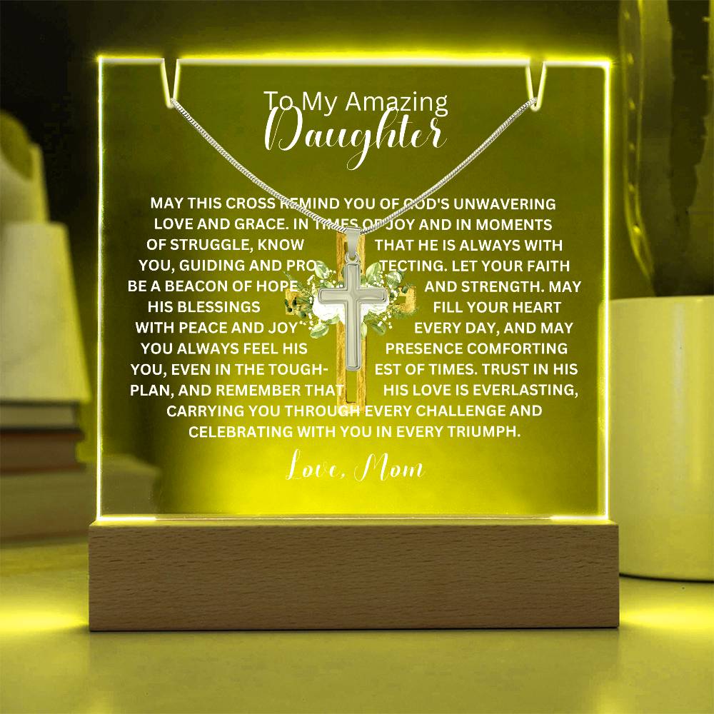 To My Daughter or Son-Personalized Keepsake Acrylic and Cross Necklace 198