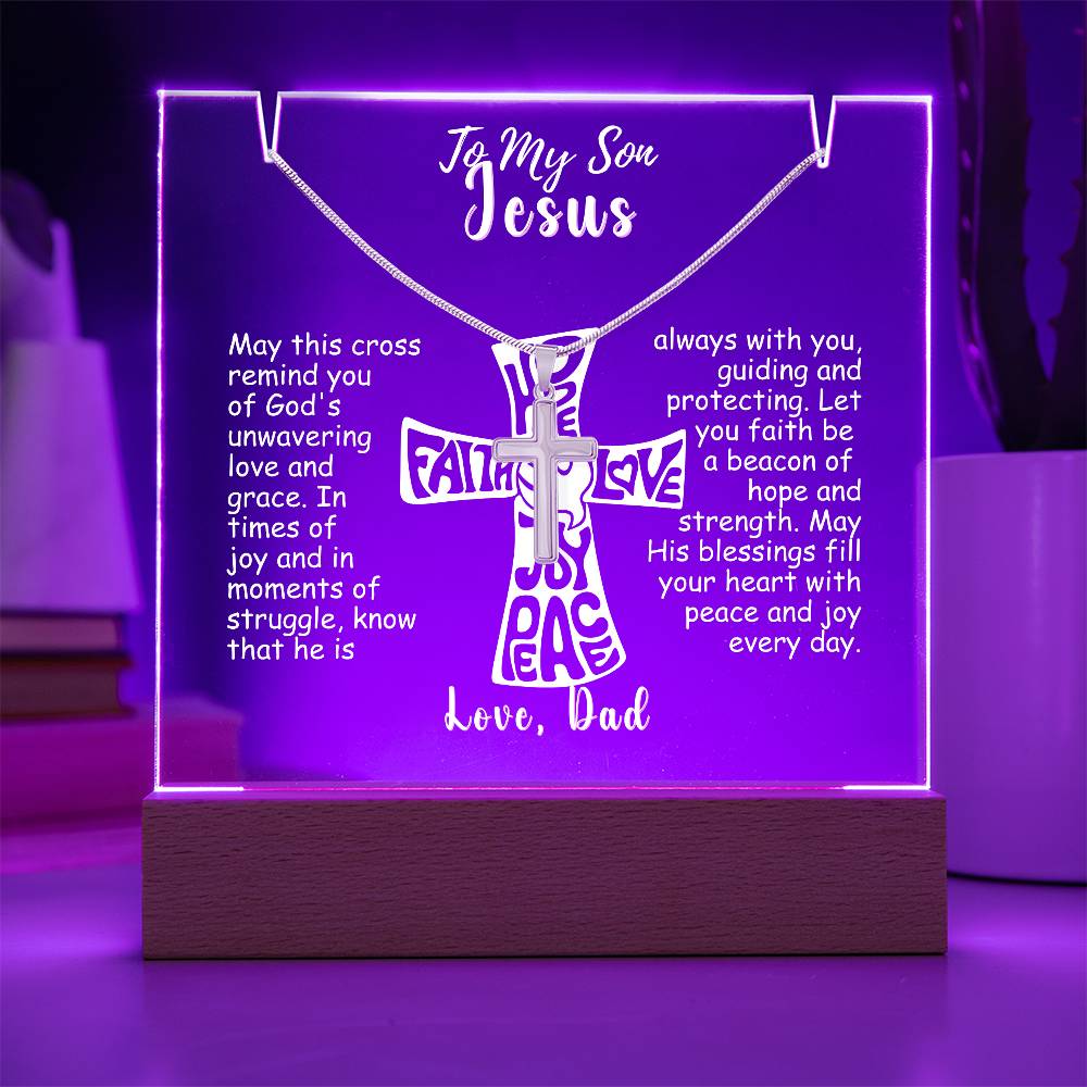 To My Son-Personalized  Keepsake  Acrylic and Cross Necklace 214