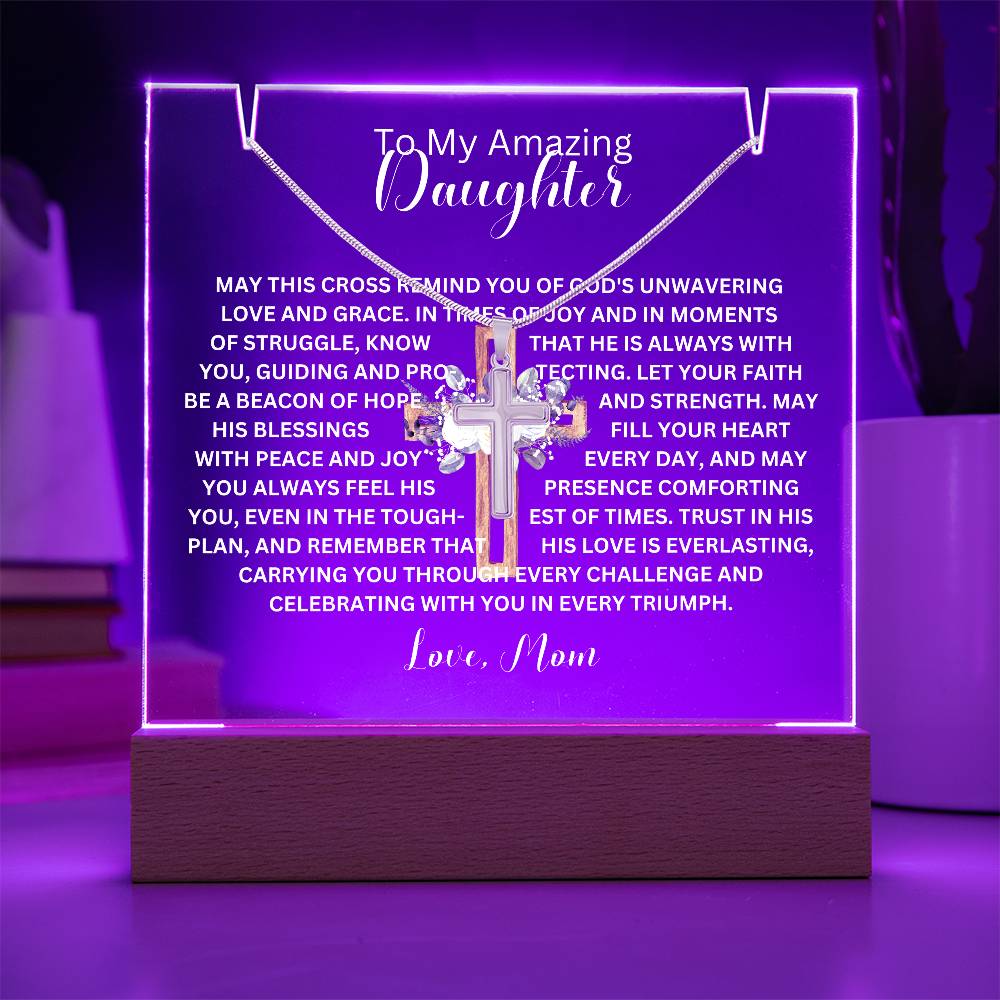 To My Daughter or Son-Personalized Keepsake Acrylic and Cross Necklace 198