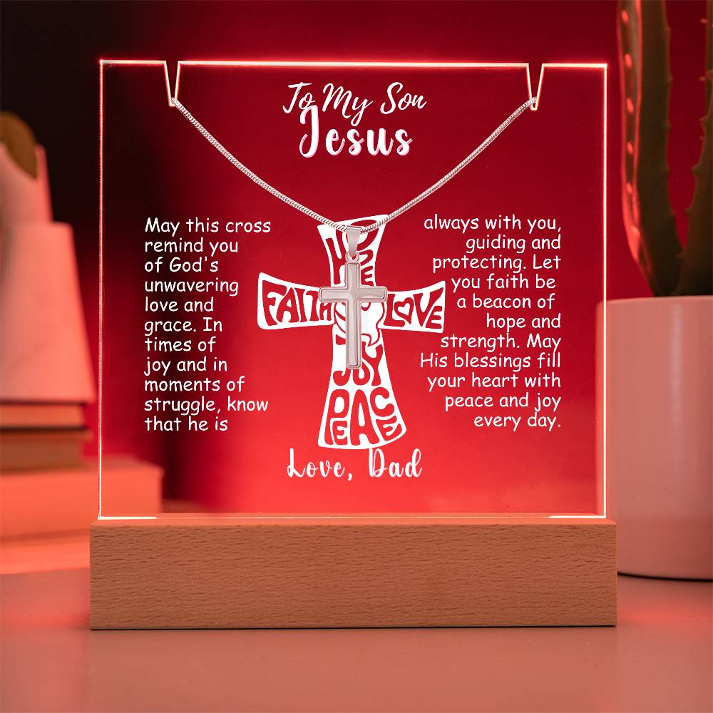 To My Son-Personalized  Keepsake  Acrylic and Cross Necklace 214
