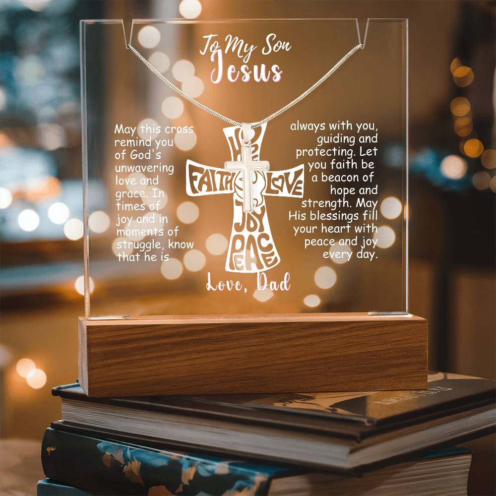 To My Son-Personalized  Keepsake  Acrylic and Cross Necklace 214