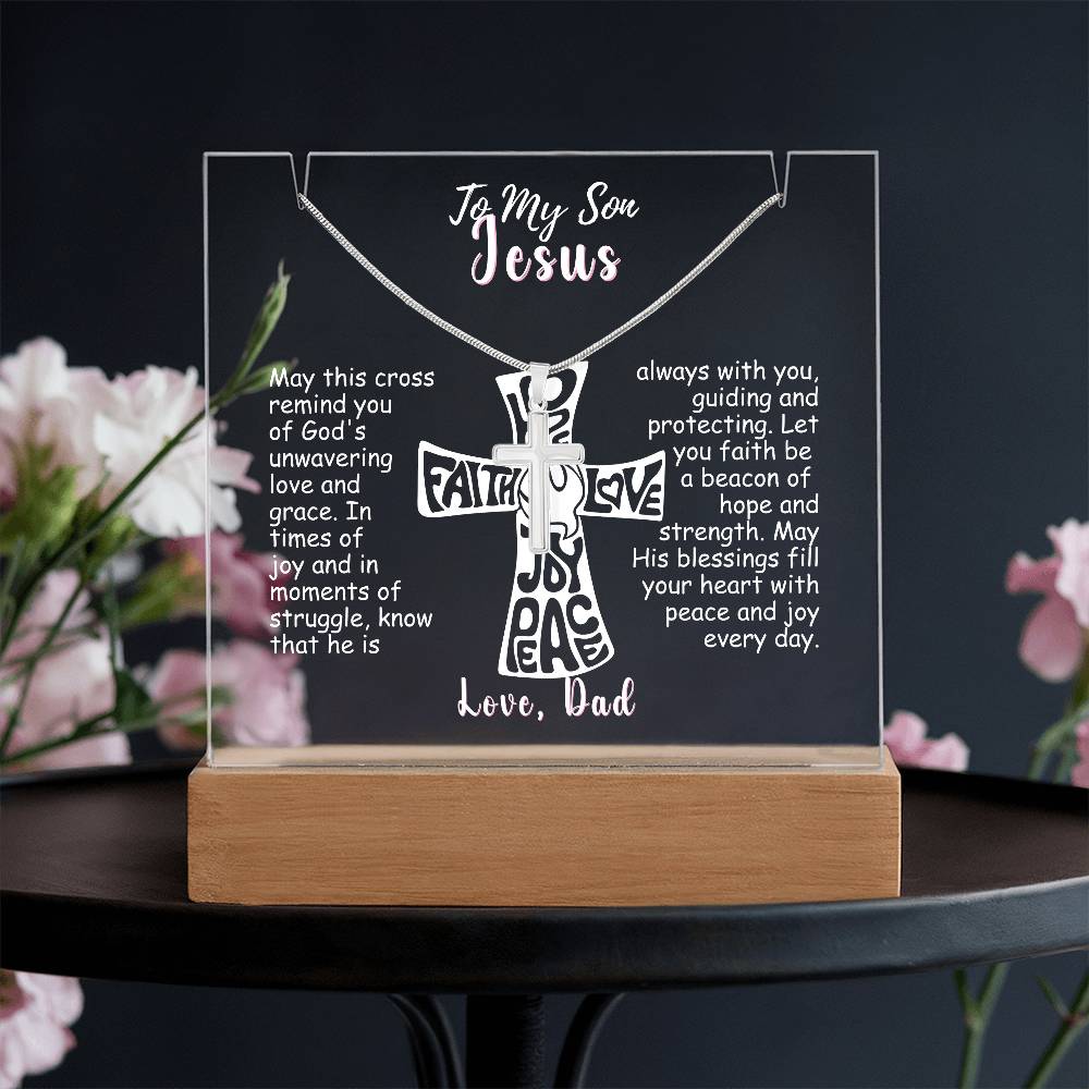 To My Son-Personalized  Keepsake  Acrylic and Cross Necklace 214
