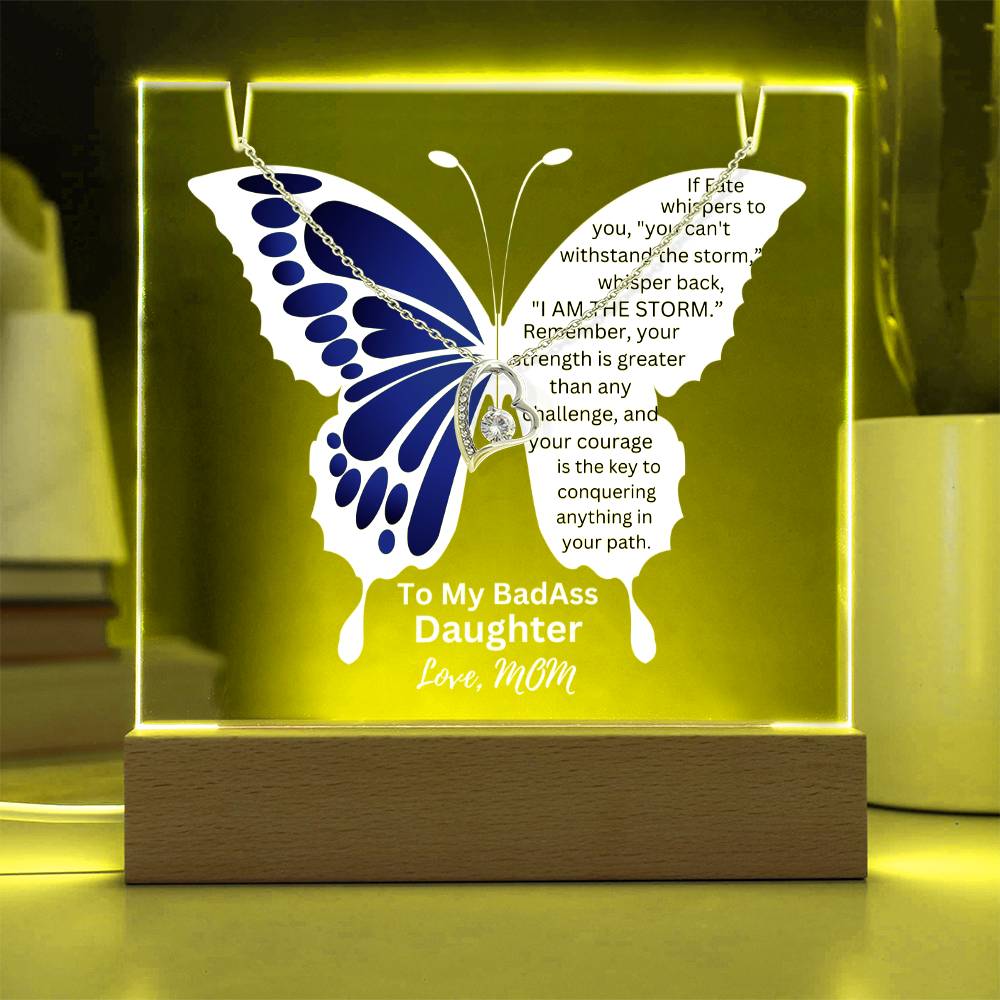To My Daughter-I Squeezed This Necklace-A 7 LED Light Acrylic Bundle,featuring a Square Acrylic and the beautiful Forever Love Necklace 256 - Essential Home Zone Essential Home Zone Jewelry To My Daughter-I Squeezed This Necklace-A 7 LED Light Acrylic Bundle,featuring a Square Acrylic and the beautiful Forever Love Necklace 256