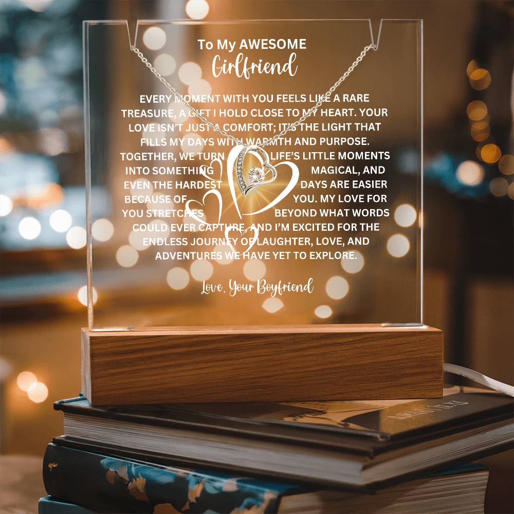 To My Girlfriend-Personalized  Keepsake  Acrylic and Forever Love Necklace 228