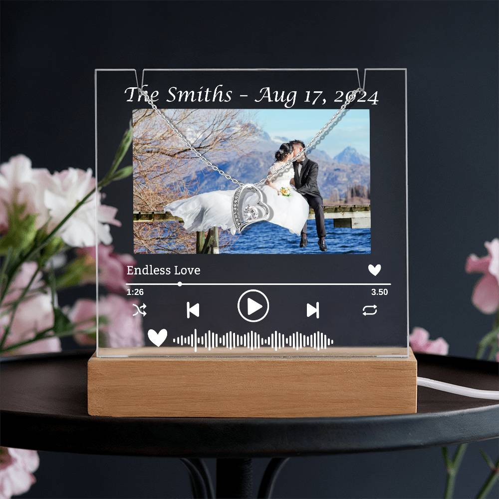 To My Wife-Wedding Keepsake-Personalized  Keepsake  Acrylic and Forever Love Necklace  207