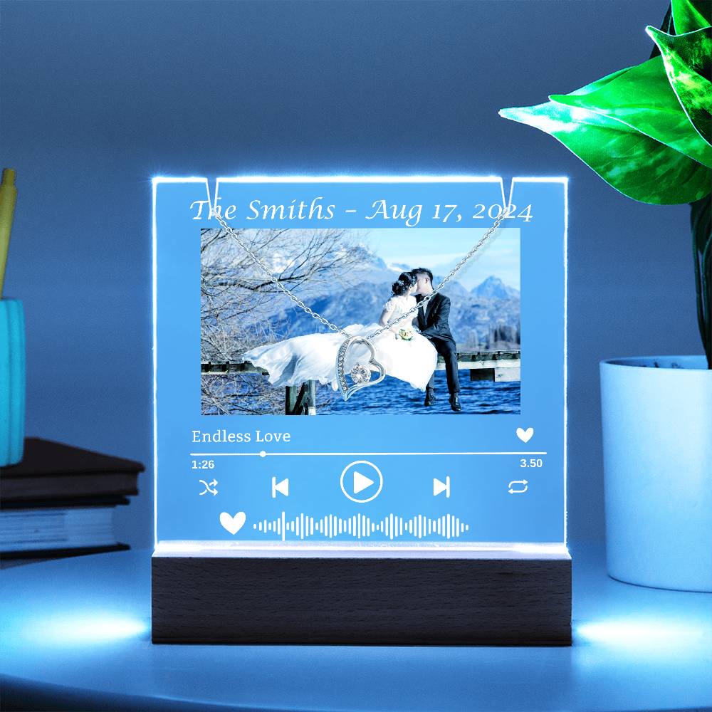 To My Wife-Wedding Keepsake-Personalized  Keepsake  Acrylic and Forever Love Necklace  207