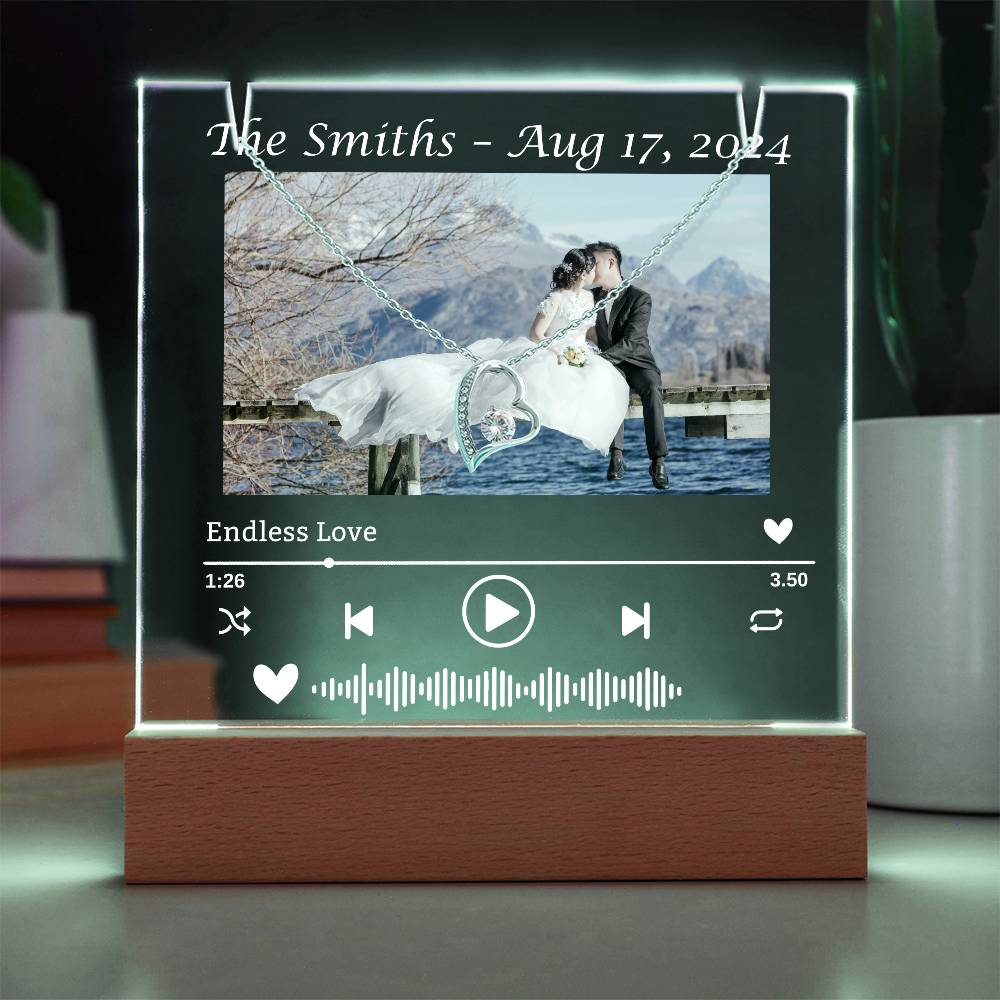 To My Wife-Wedding Keepsake-Personalized  Keepsake  Acrylic and Forever Love Necklace  207