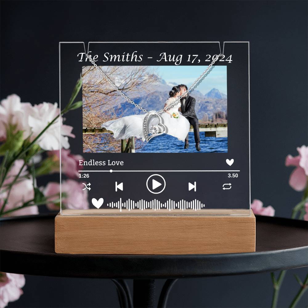 To My Wife-Wedding Keepsake-Personalized  Keepsake  Acrylic and Forever Love Necklace  207