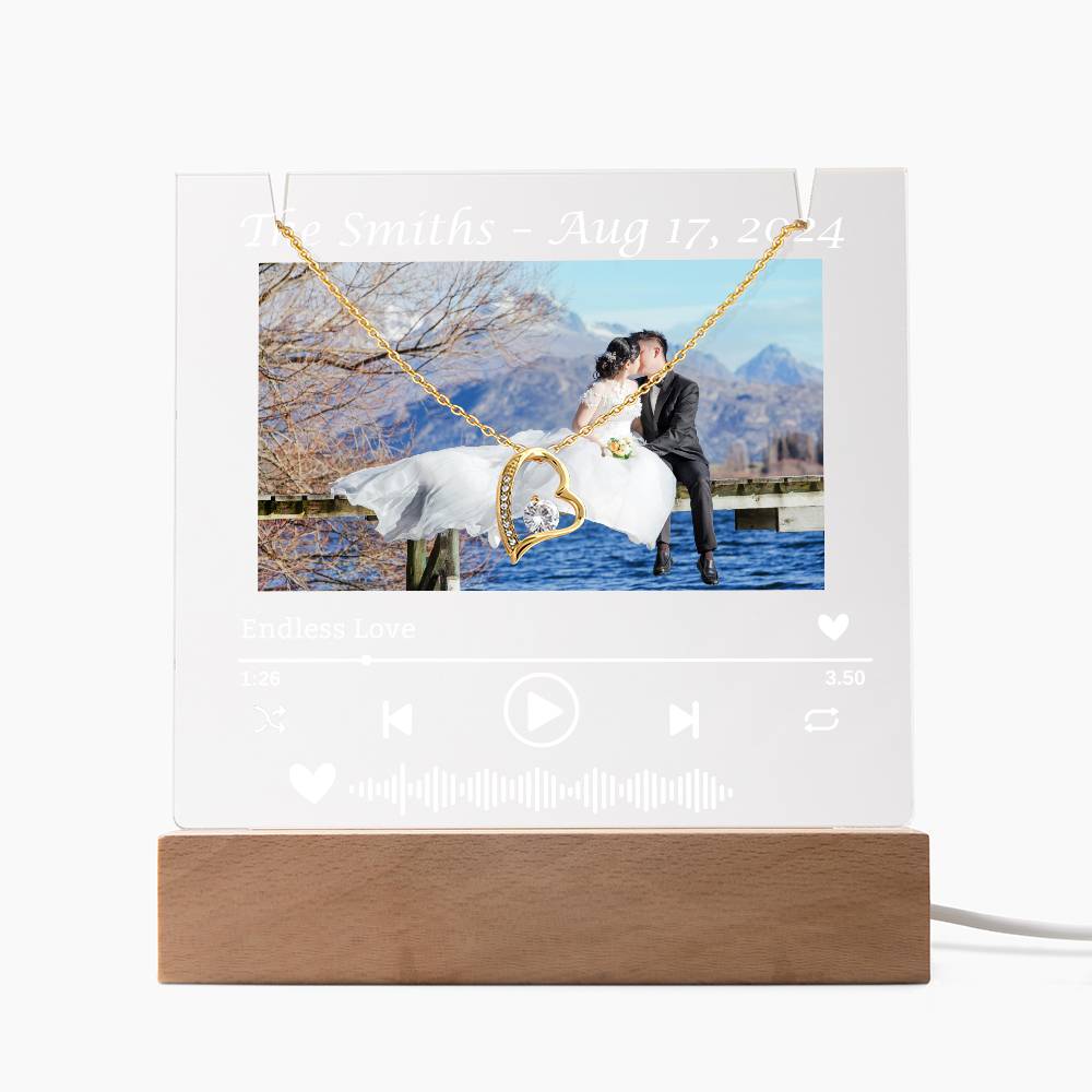 To My Wife-Wedding Keepsake-Personalized  Keepsake  Acrylic and Forever Love Necklace  207