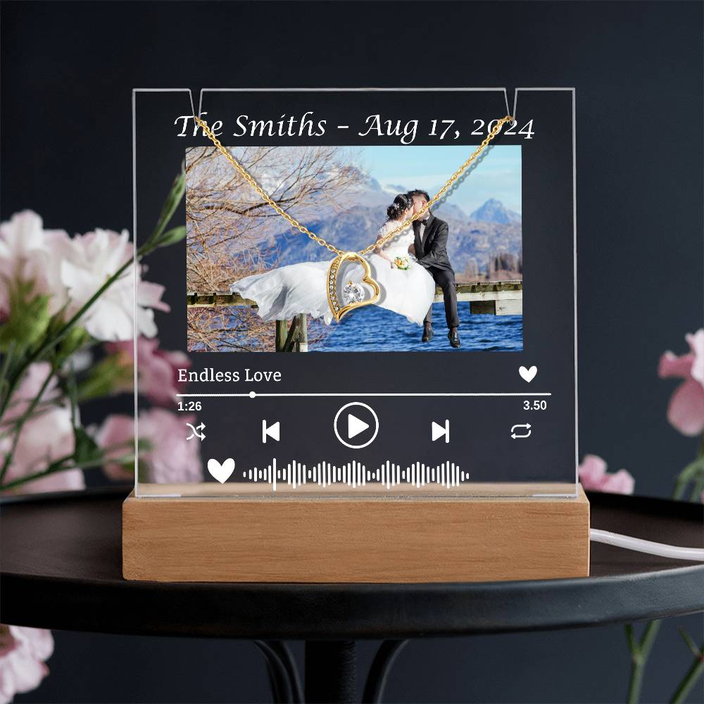 To My Wife-Wedding Keepsake-Personalized  Keepsake  Acrylic and Forever Love Necklace  207