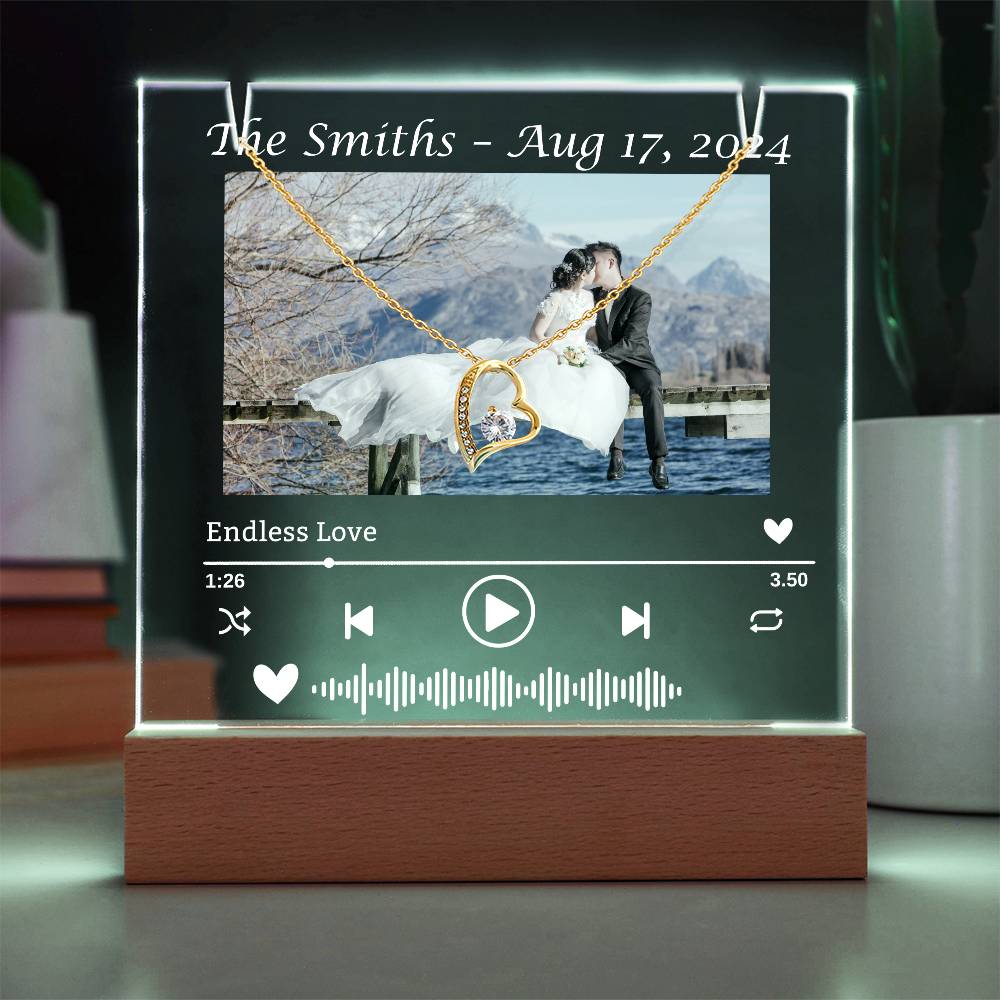 To My Wife-Wedding Keepsake-Personalized  Keepsake  Acrylic and Forever Love Necklace  207