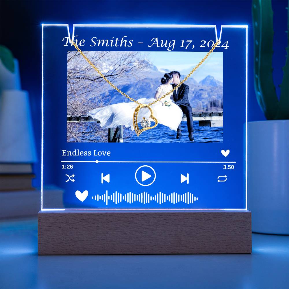 To My Wife-Wedding Keepsake-Personalized  Keepsake  Acrylic and Forever Love Necklace  207